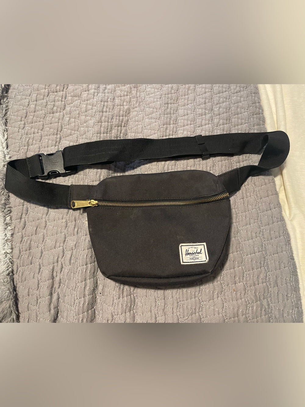 Herschel Supply Company Black Crossbody Waist Pack with Gold Zipper
